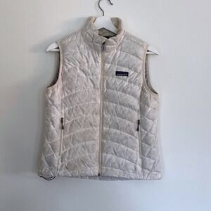 Patagonia Womens Down Vest Lightweight Quilted Puffer Cream Size Small S